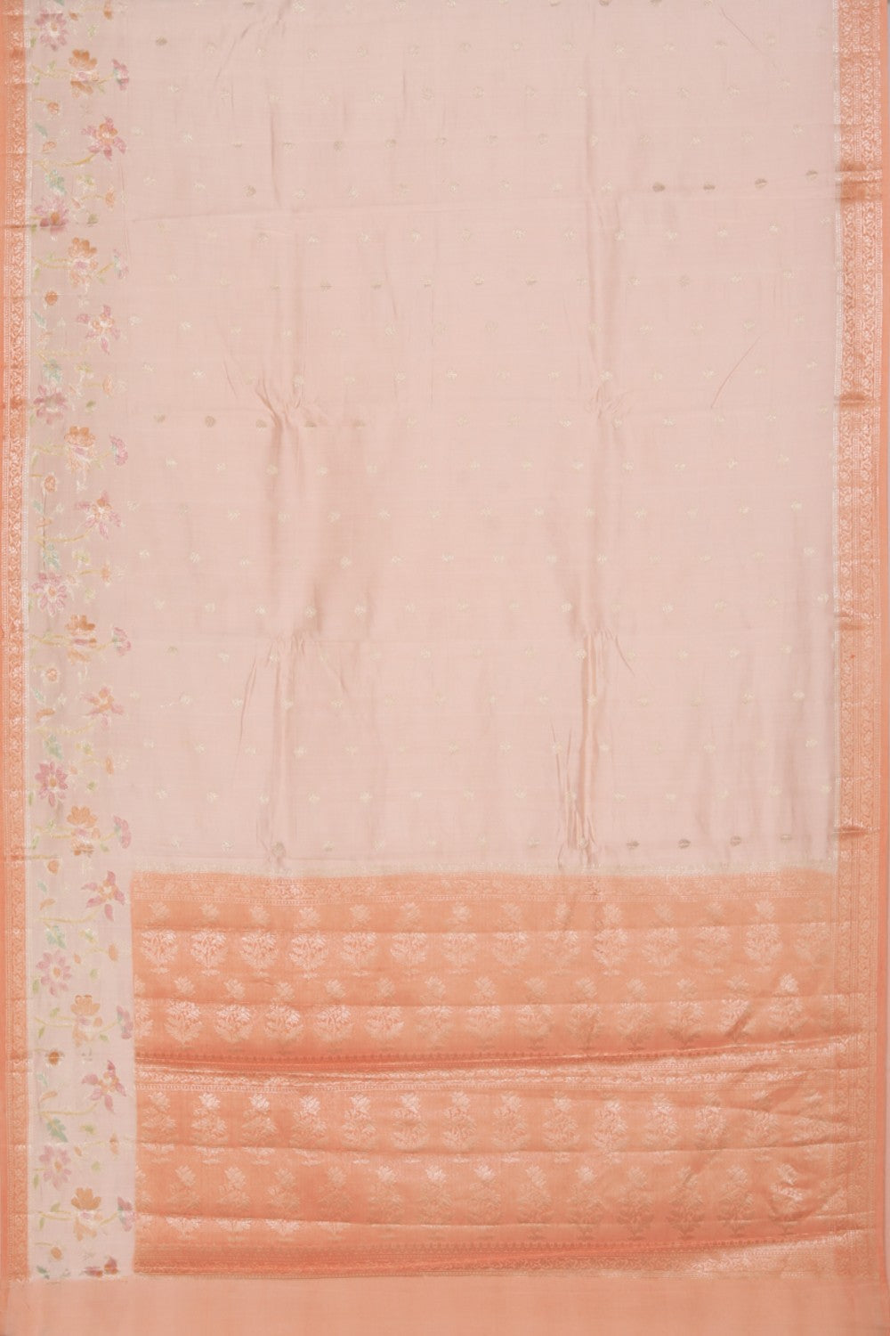 Image of Banarasi Cotton Silk Peach Saree